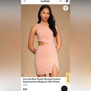 Cut and Run Peach Ruched Cutout Asymmetrical Bodycon Mini Dress